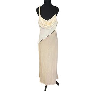 Zara Asymmetrical Slip Dress Cowl Neck Maxi Cream White Size Large